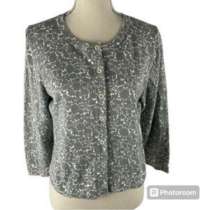 ✨Boden Cropped Button Down Grey Floral Sz 16 Cardigan✨